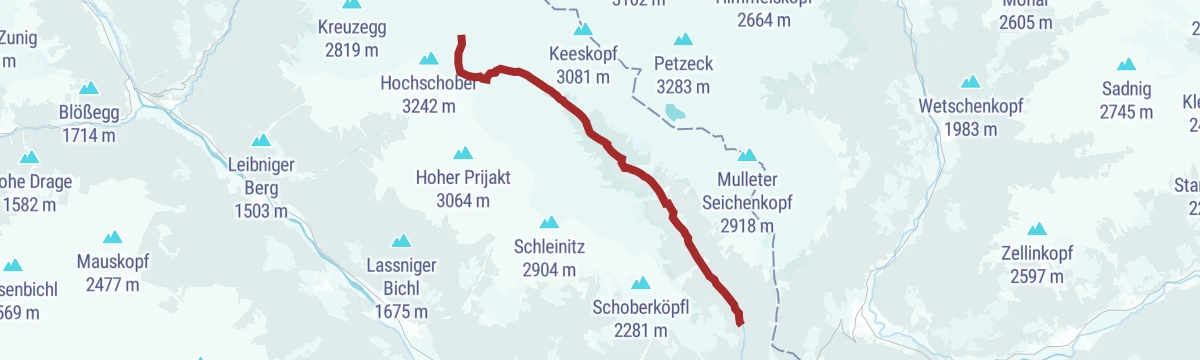 Route map: Skitour Debantgrat 3.052m